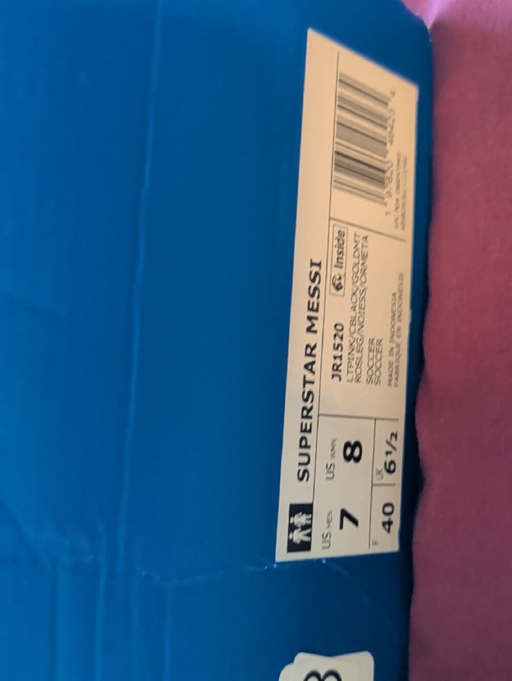 adidas Pink and Black Womens Superstar Messi Sneakers Size W8 - Picture 6 of 7